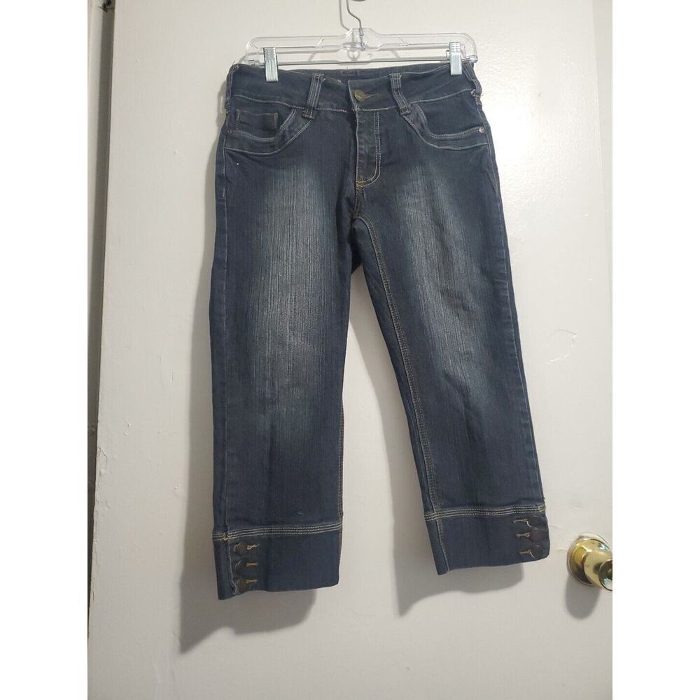 Suko Jeans Women's Size 6 Blue Straight Leg Dark Wash Stretch Capri